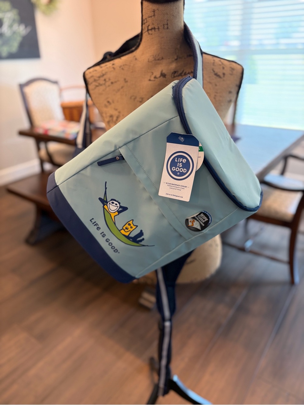Life Is Good Light Blue & Navy Backpack Cooler